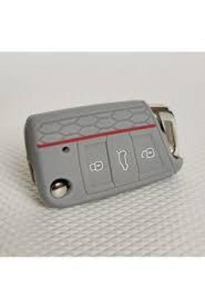 GMA KEYS Golf 7 Leon MK3 - Ateca Ibiza Polo Tiguan Scala Arteon Kamiq Silicone Key Protection Case, Grey Color