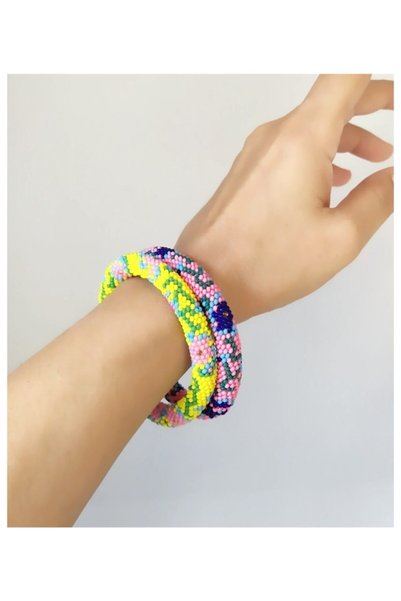Pötikare Butik Atölye Yellow Flower Patterned Bracelet