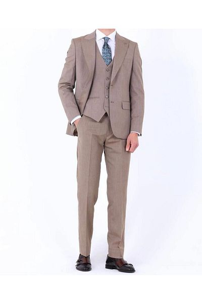 Kadir Büyükkaya Ανδρικό Slim Fit κοστούμι βισκόζης - με γιλέκο, μπορεί να χρησιμοποιηθεί σε όλες τις εποχές - kaw1003s