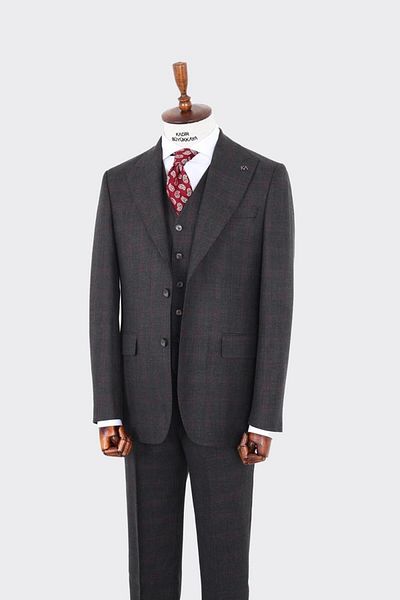 Kadir Büyükkaya Men's Suit with Vest for Daily and Office Use - Modern Cut-Kaw1008S