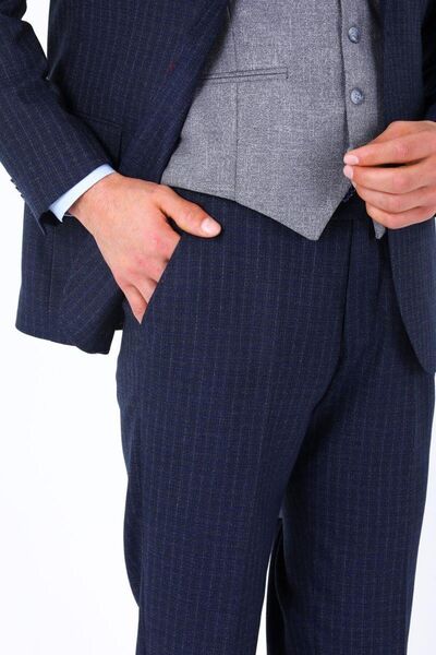 Kadir Büyükkaya Slim Fit Viskon Karışımlı Yelekli Erkek Takım Elbise - Modern Kesim-kaw1002s