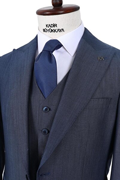 Kadir Büyükkaya Şık Ve Rahat Yelekli Erkek Takım Elbise - Slim Fit Viskon Karışımlı-kaw1029s