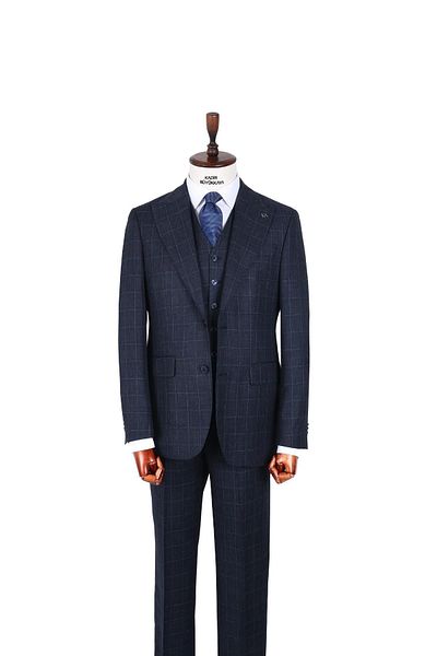 Kadir Büyükkaya Stylish and Elegant Slim Fit Men's Suit with Vest - Suitable for Four Seasons-Kaw1011S