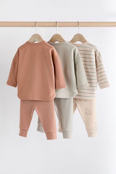 Next Baby 3 Pieces Cotton and Mineral Farm - Long Sleeve Top and Bottom Set