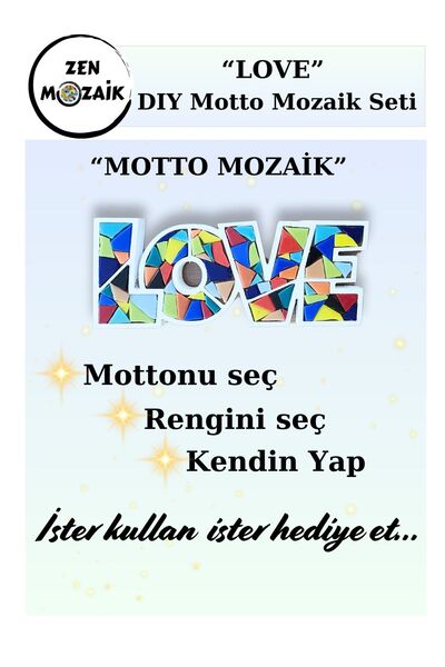 Zen Mozaik Motto Mozaik Seti - Love - Kendin Yap Mozaik Seti (MASAÜSTÜNDE AYA...