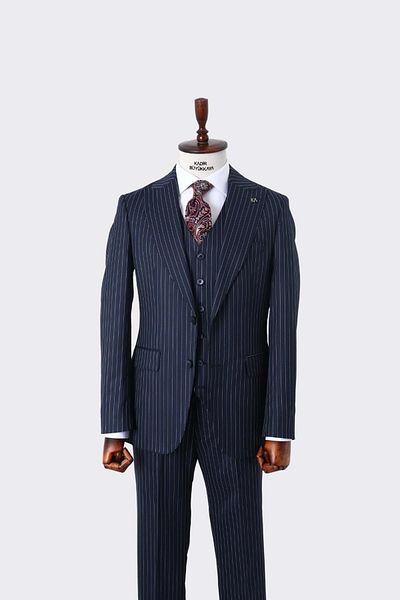 Kadir Büyükkaya Slim Fit Men's Suit with Vest - Four Seasons Useable Modern Cut-Kaw1023S