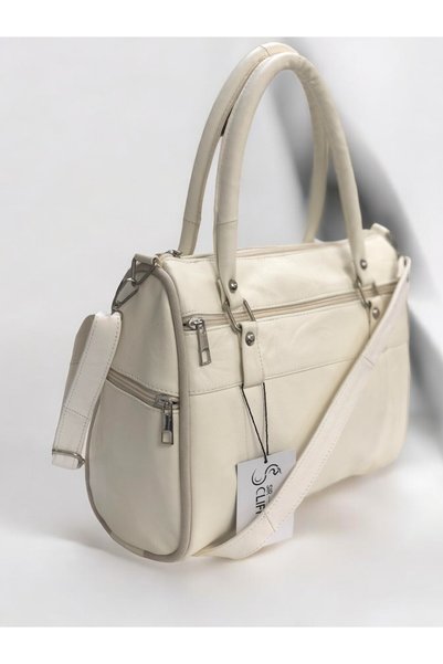 Sir Cliffson Genuine Leather Mother Bag with Shoulder Strap! Color Ecru