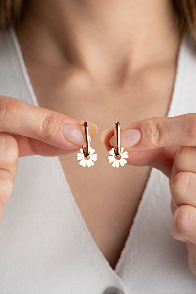 Silvano Jewelry 925 Ayar Gümüş Rose Göçmen Küpesi