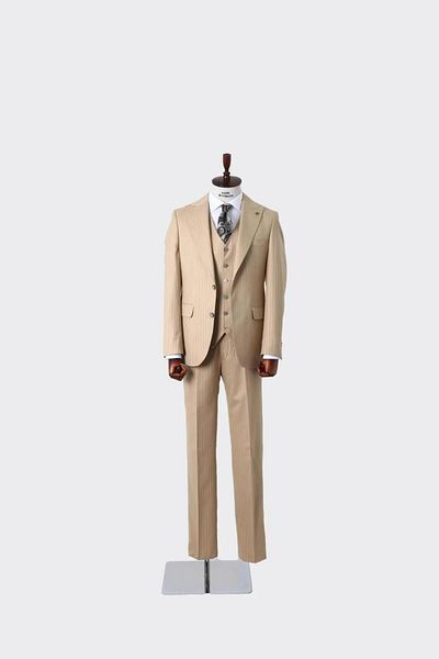 Kadir Büyükkaya Slim Fit Men's Suit with Vest - Four Seasons Useable Modern Cut-Kaw1023S