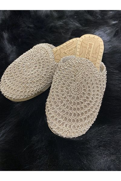 MASSMİZO Women's Braided Straw Slippers