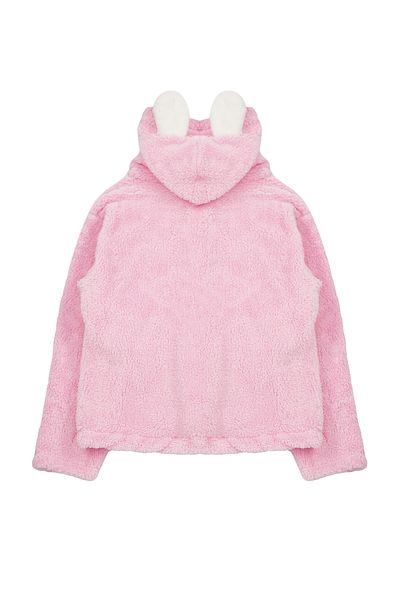 TRENDYOLKIDS Dívčí plyšový kabát s kapucí - pudr Tkdaw25mo00009