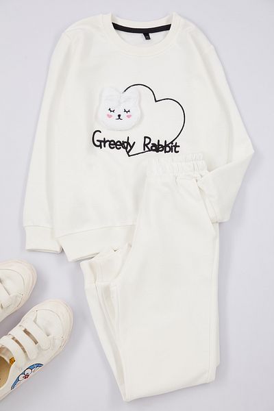 TRENDYOLKIDS Dívčí kočičí pyžamový set - pletený horní a spodní díl Tkdaw25au00077