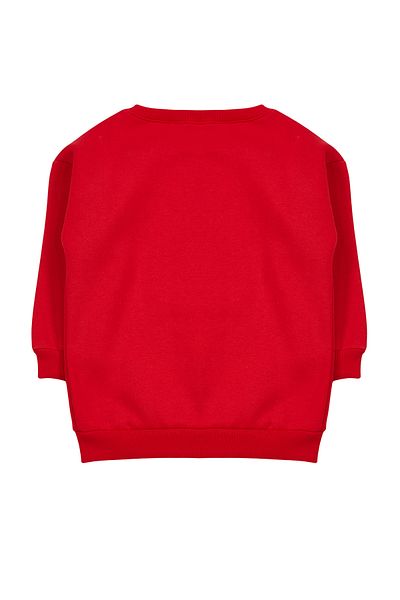 TRENDYOLKIDS Червен сезонен суичър за момиче - тънък лозунг, памук, Tkdaw25Sw00013