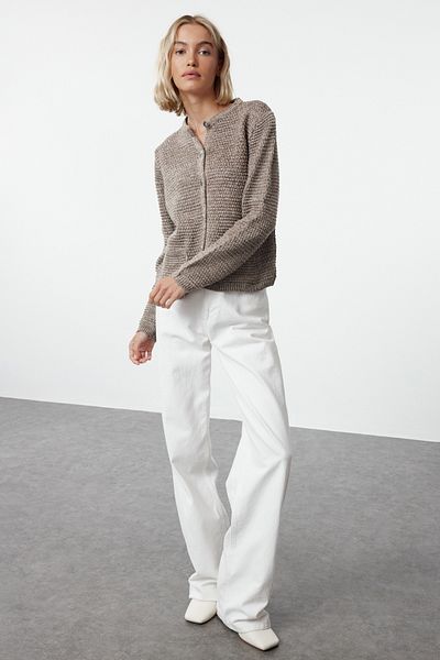 Trendyol Collection Πλεκτή ζακέτα με λαιμόκοψη βιζόν - TWOAW25HI00270