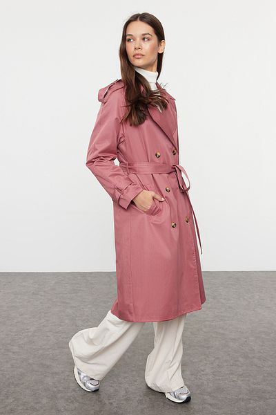 Pink trench coat womens top