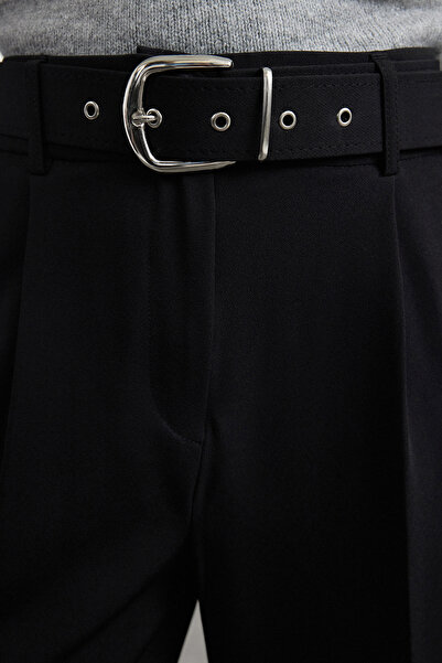 Trendyol Collection Ankle Length Woven Fabric Trousers with Black Belt Twoaw25Pl00043