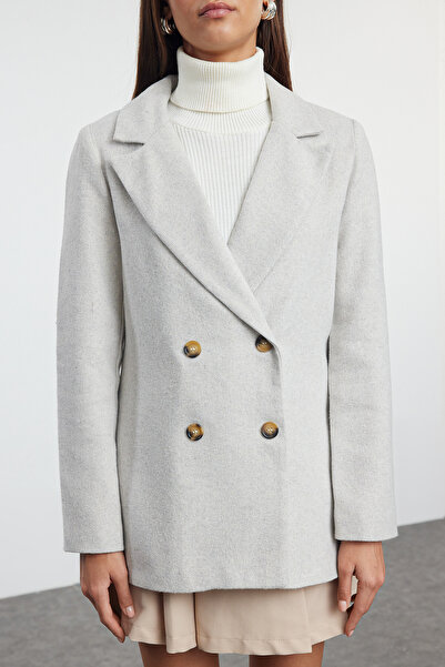 Trendyol Collection Gray Buttoned Regular Fit Lined Woven Jacket - TWOAW22CE0622