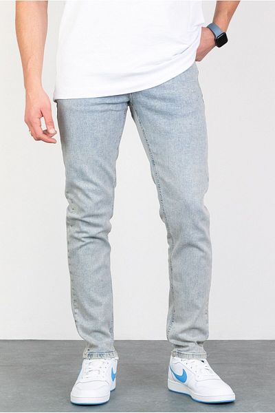 HLT JEANS Гъвкави и сини тънки дънки от ликра - с детайли от камък, Hlthe 001945