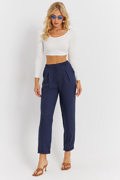 Cool & Sexy Indigoblaue Leinenhose für Damen - DMR340