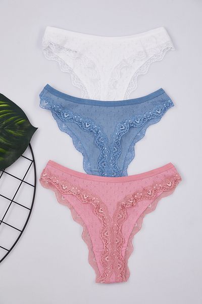 Trendyol Collection 3er-Pack rosa und mehrfarbige Baumwoll-Tanga-Höschen – THMAW25KU00005