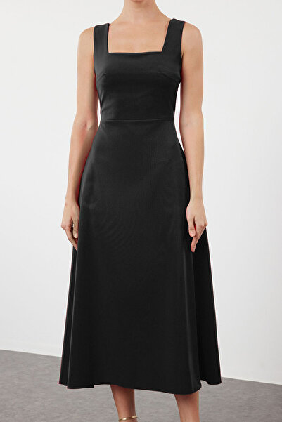 Trendyol Collection Stylish Black A-Cut Woven Evening Dress - Tprss24El00208