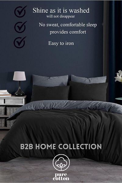 conzaliza Double Duvet Cover Set with Elastic Sheets |   Anthracite Black |   Cotton |   Full Team