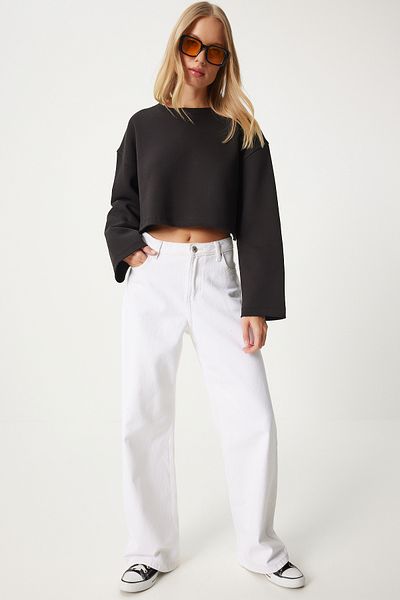 Happiness İstanbul Black Oversize Knitted Sweatshirt - Women's NJ00154