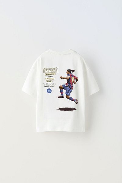 The Champ Clothing Детска бяла тениска с щампован футболен дизайн Always Ten Written