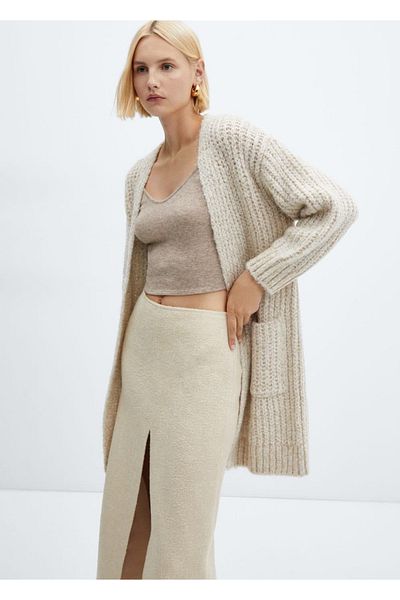 MANGO Woman Thick Knitted Lurex Cardigan
