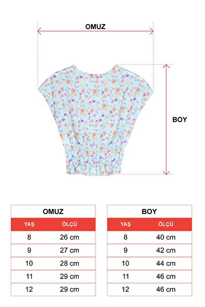 zepkids Bluză pentru fetiță, decolteu, cu mânecă scurtă, talie cu mâneci scurte, umeri cu șireturi, imprimate cu flori