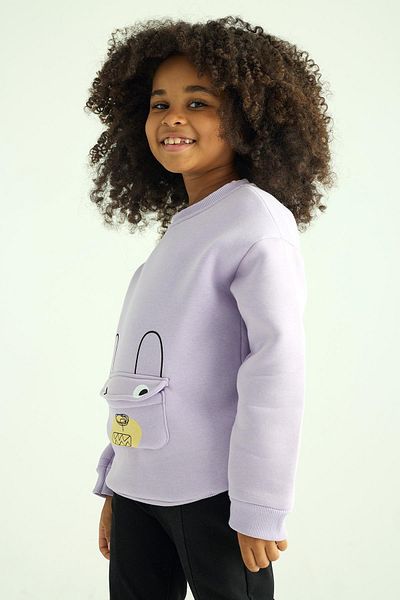 zepkids Crew Neck Long Sleeve Lilac Color Boy's Sweatshirt