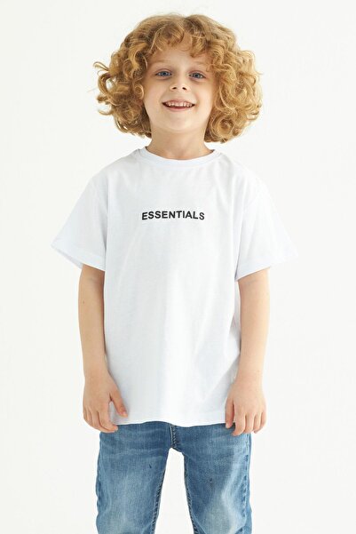 zepkids Crew Neck Short Sleeve Essentials Printed White Color Boy's T-shirt