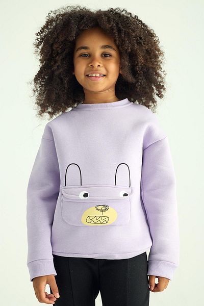 zepkids Crew Neck Long Sleeve Lilac Color Boy's Sweatshirt