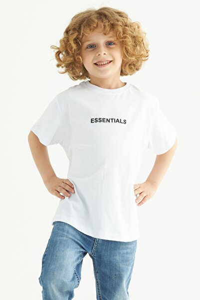 zepkids Crew Neck Short Sleeve Essentials Printed White Color Boy's T-shirt