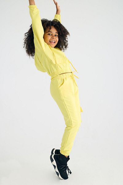 zepkids Hooded Long Sleeve Yellow Color Girl's Tracksuit Set