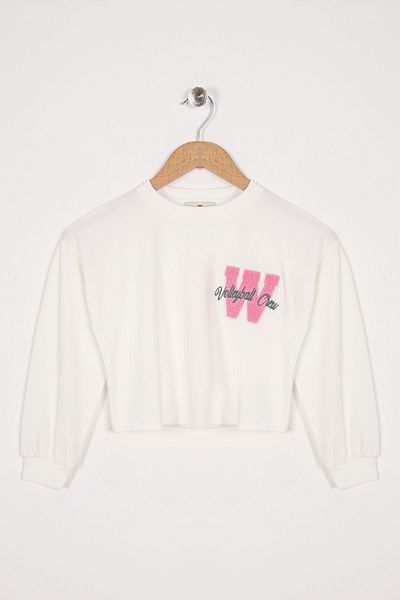 zepkids Printed Ecru Color Girl's Crop