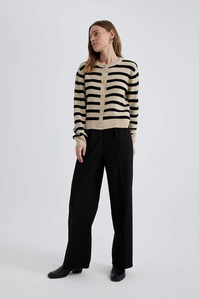 DeFacto Pantaloni de pânză negri pentru femei - C2020ax/bk81