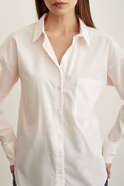 Never more Cămașă cu dungi de culoare pulbere