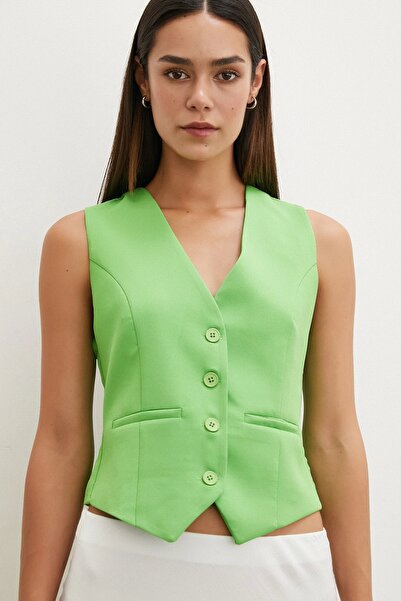 Never more Pistachio Green Buttoned Vest