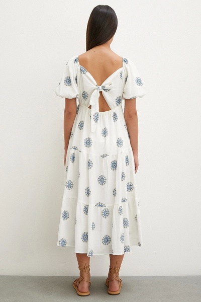 Never more Blue Linen Dress - Back Bow
