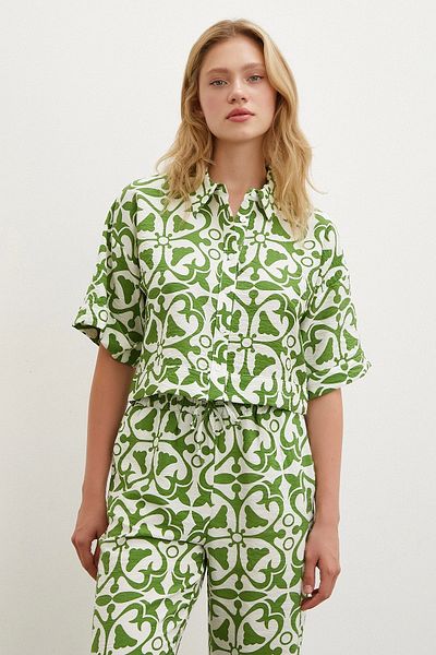 Never more Green Crop Short Sleeve Shirt