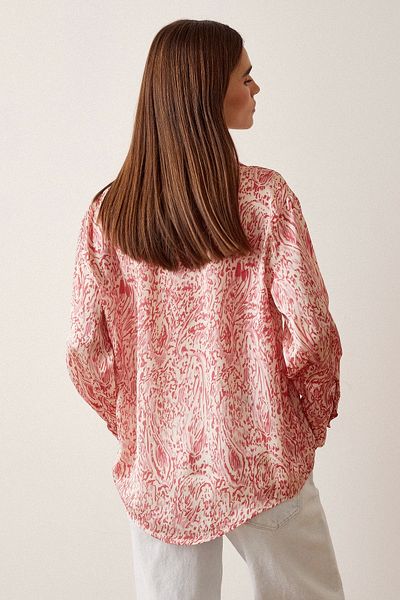Never more V-Neck Patterned Satin Shirt
