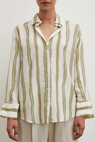 Never more Green Bamboo Striped Shirt