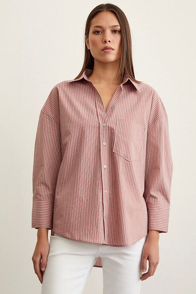 Never more Striped Oversize Shirt Dried Rose