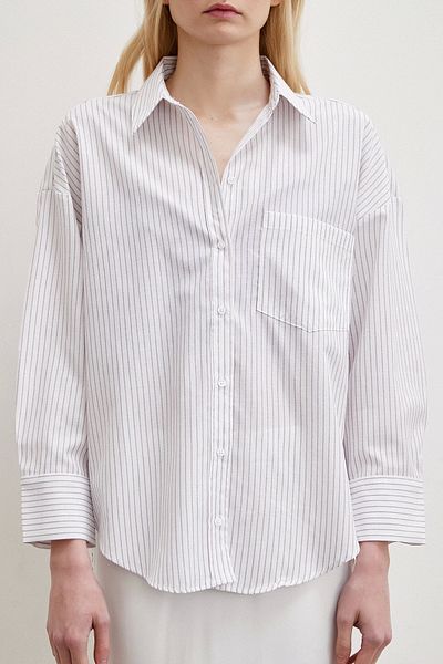 Never more Striped Cotton Shirt Ecru