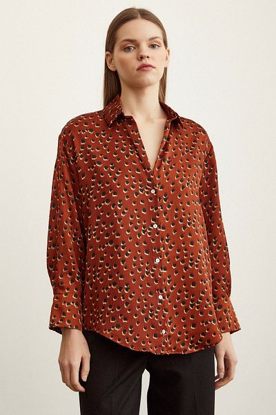Never more Polka Dot Patterned Satin Shirt