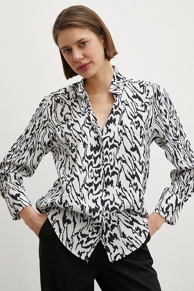 Never more Animal Patterned Shirt Black