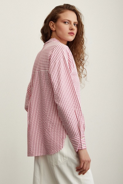 Never more Çizgili Gömlek Pembe