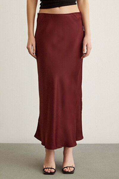 Never more A-Cut Viscose Skirt Claret Red