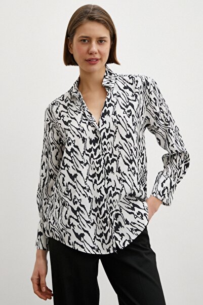 Never more Animal Patterned Shirt Black